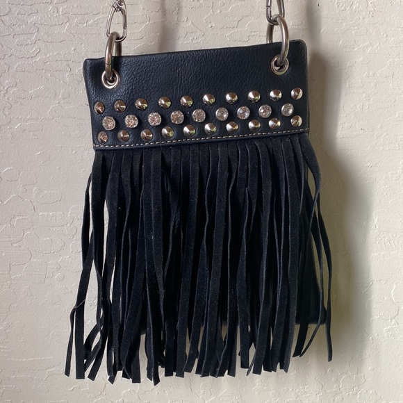 Blazin Roxx Handbags - Blazin Roxx Womens Fringe Crossbody Shoulder Bag (Black)